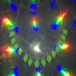 *UV* Neon green diamond necklace